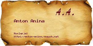 Anton Anina névjegykártya
